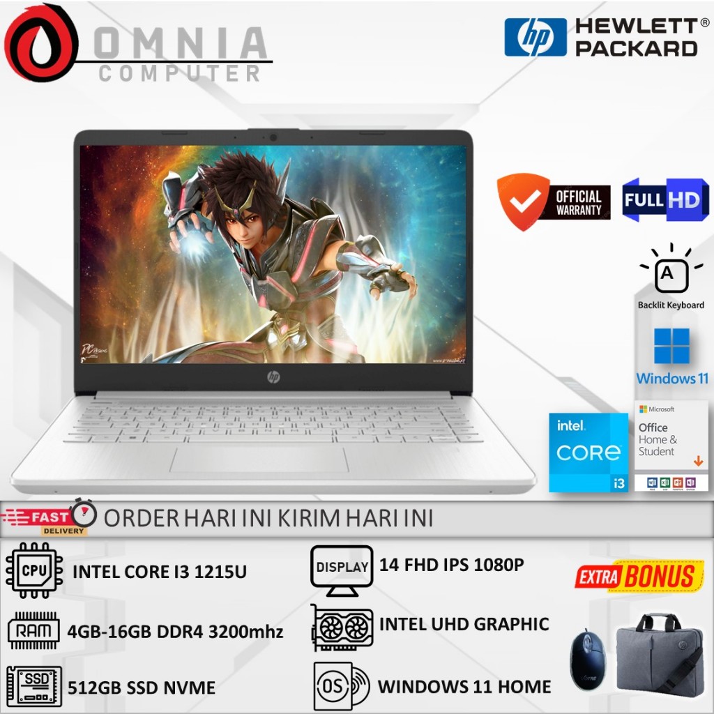 Jual Laptop Hp 14s DQ5115TU Intel core i3 1215U ram 8GB 512GB ssd FHD ...