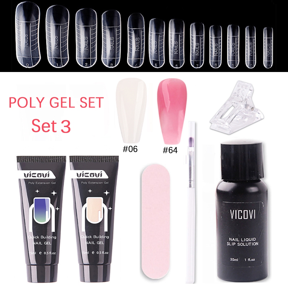 Jual PolyGel Nail Extension Set 5pcs alat nail art lengkap Nail Builder
