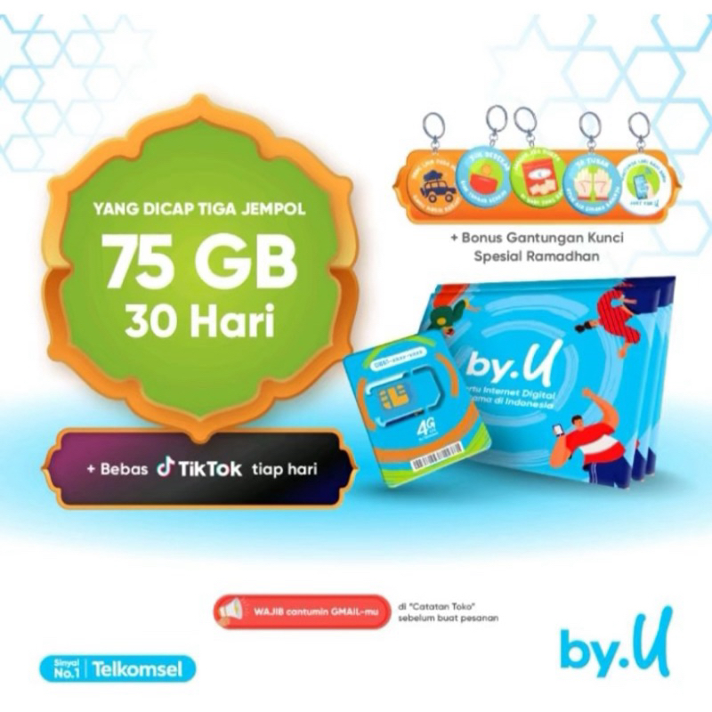 Jual kartu perdana by.U kuota unlimited 75GB [30 hari] semua aplikasi ...