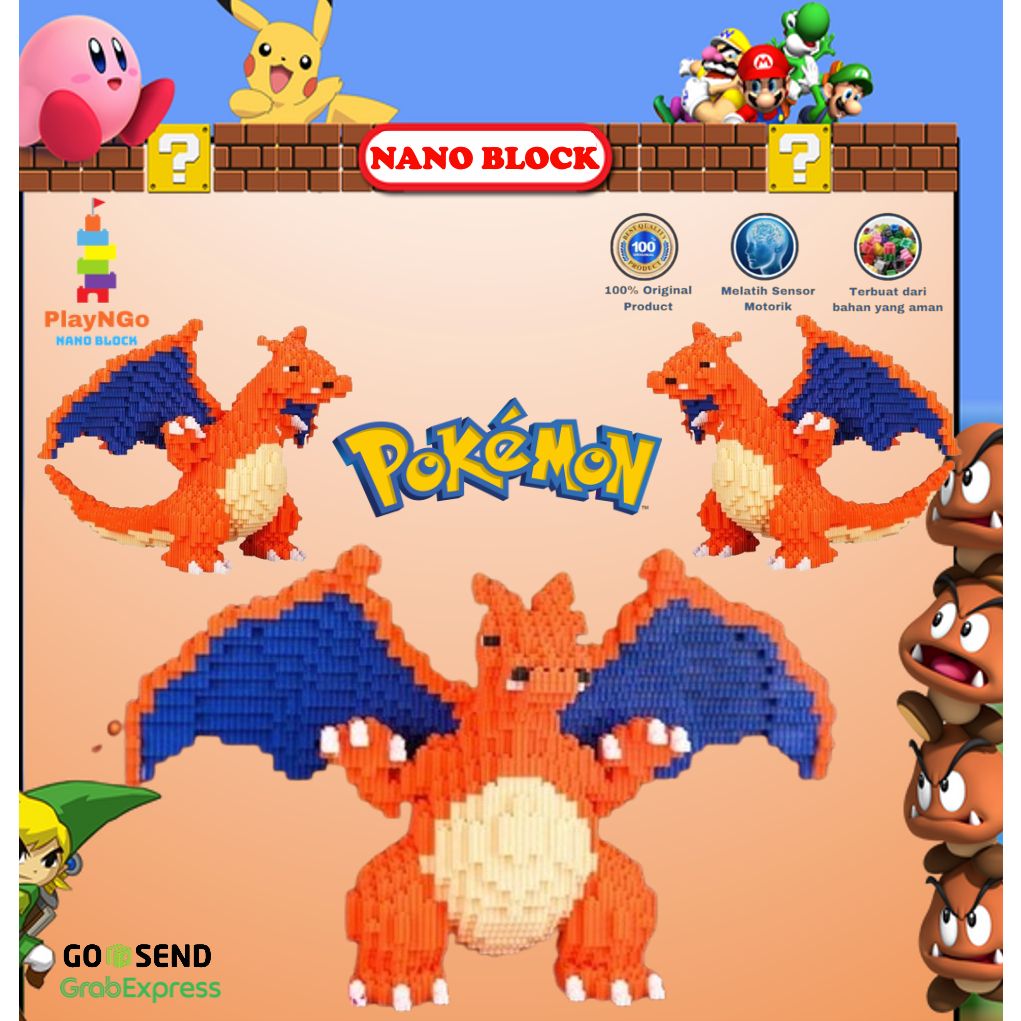 Jual Original Nano Blocks POKEMON CHARIZARD 3D Model medium size ...