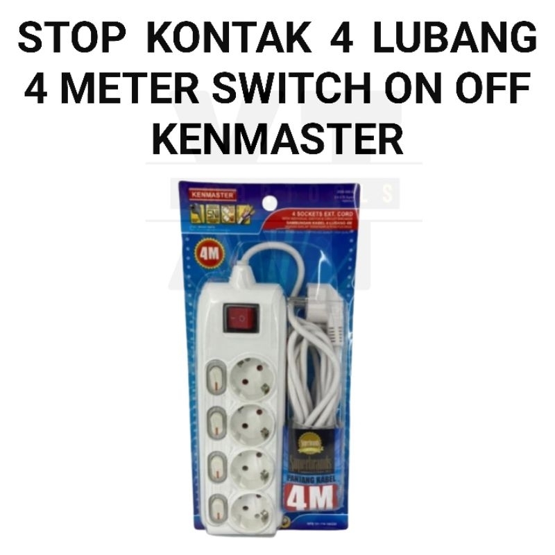 Jual Stop kontak 4 Lubang 4 Meter Switch On Off Kenmaster / Stop kontak ...