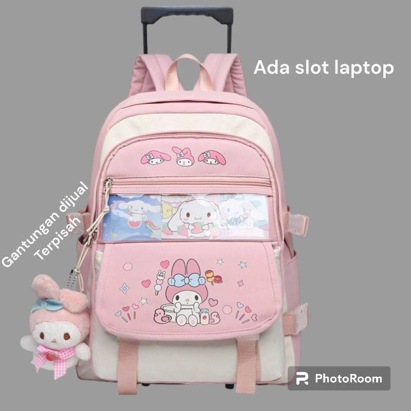 Jual COD Tas Dorong Ransel Trolly Backpack Roda Sekolah Anak Perempuan ...
