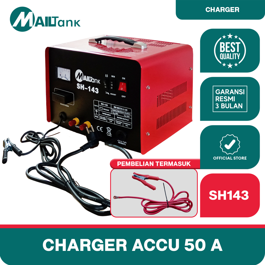 Jual Mailtank Sh143 Charger Cas Aki Accu 50 Ampere Untuk Aki Basah Dan