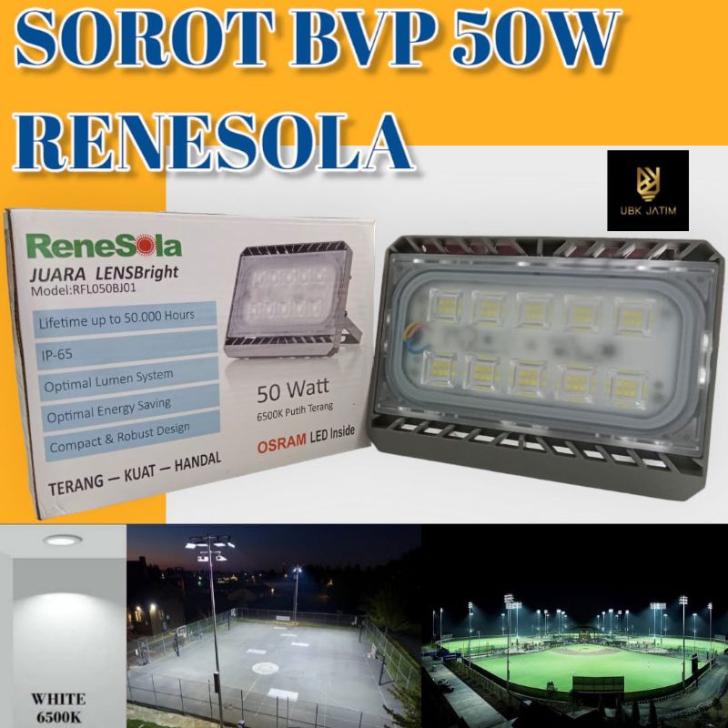 Jual LAMPU SOROT BVP 50W WATT OSRAM RENESOLA 5.000 LUMEN LAMPU INDUSTRI ...