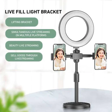 BOS Paket Ringlight 16cm Tripod Mini Stand 28cm 2 Holder HP Live Stream Make Up Vlog