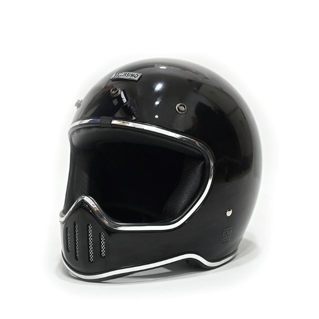 Jual BELLISSIMO HELMET CAFE RACER- BLACK GLOSSY With Chrome List / Helm ...