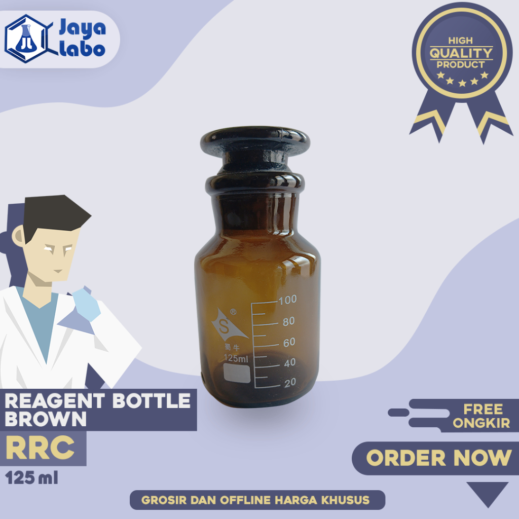 Jual Reagent Bottle / Botol Reagen Wide Mouth Coklat RRC Vol. 125 ml ...