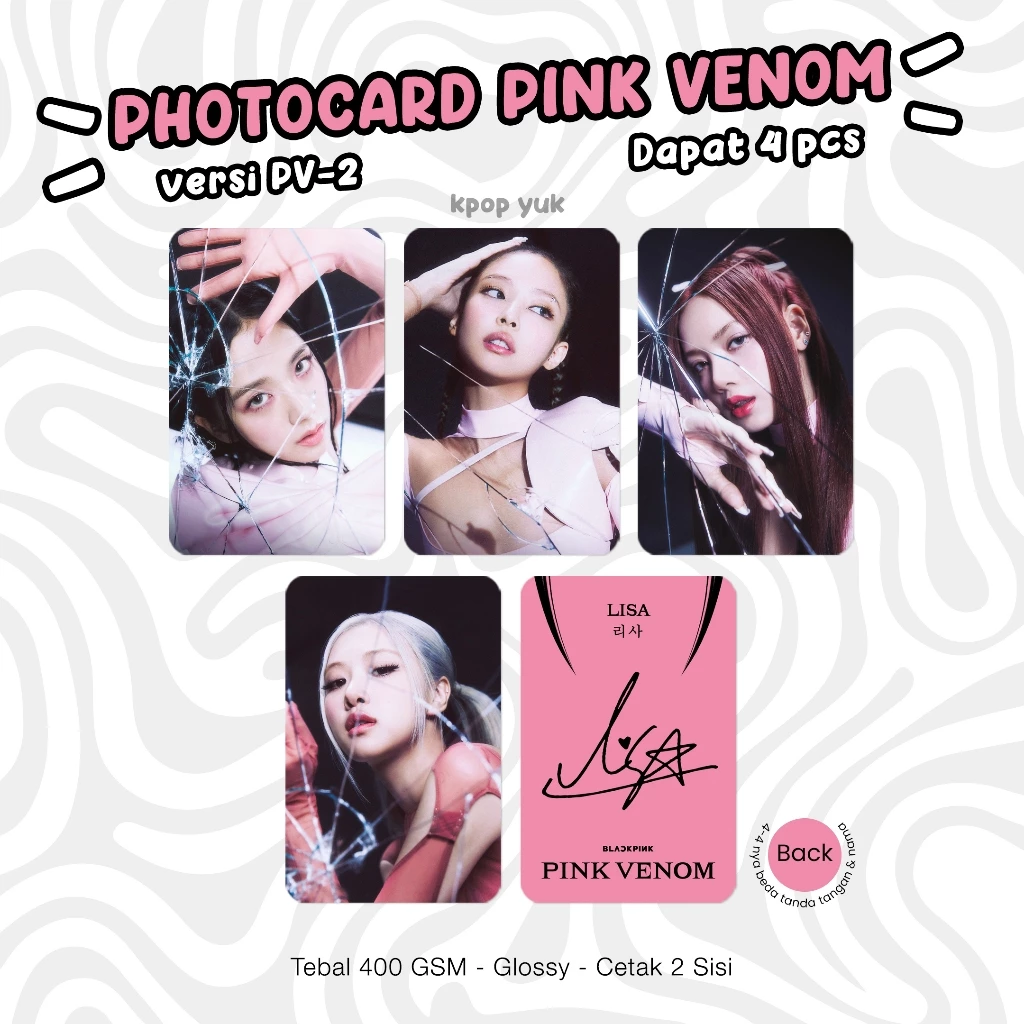 Photocard PC Blackpink Born Pink Venom Unofficial Kpop dan Merchandise Kpop