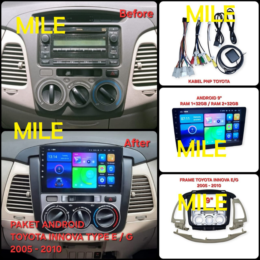 Jual PAKET HEADUNIT ANDROID 9 INCH PLUG N PLAY TOYOTA INNOVA E/G 2005 ...