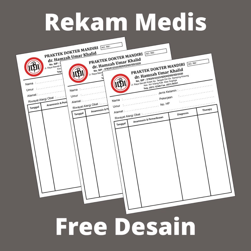 Jual Kartu Rekam Medis Pasien Isi 100 Medical Record Card Custom Kartu Pasien Praktek Dokter 