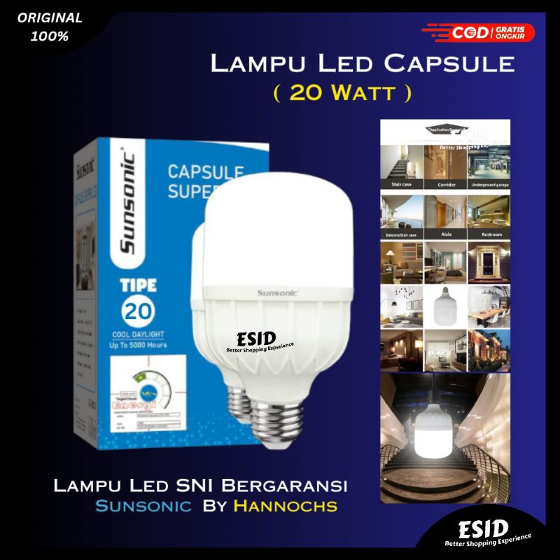 Jual Sunsonic By Hannochs Lampu Led Jumbo Sni 20w Led Bulb Light Capsule Original And Bergaransi