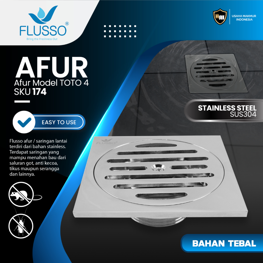 Jual Flusso Saringan Got Afur Lantai I Floor Drain Anti Kecoa Stainless Floor Drain Anti