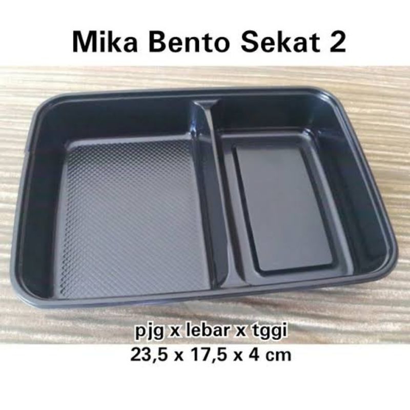 Jual (ISI 25PCS - SEKAT 2 HITAM) Mika bento sekat 2/ kotak makan ...