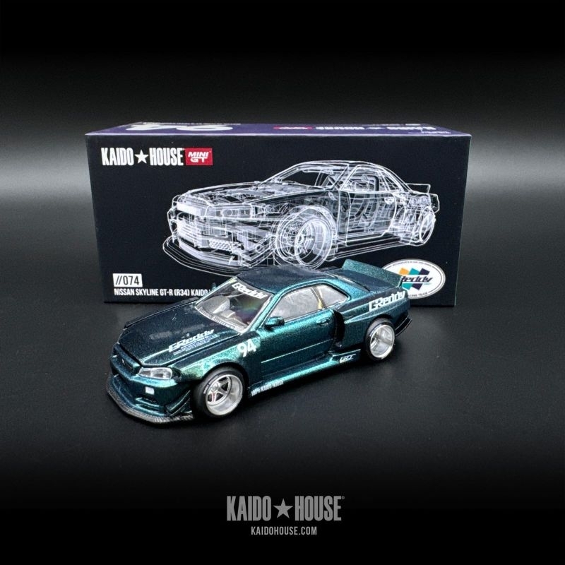 Jual MINIGT KHMG074 Nissan Skyline GT-R R34 Kaido Works GReddy Mini GT ...