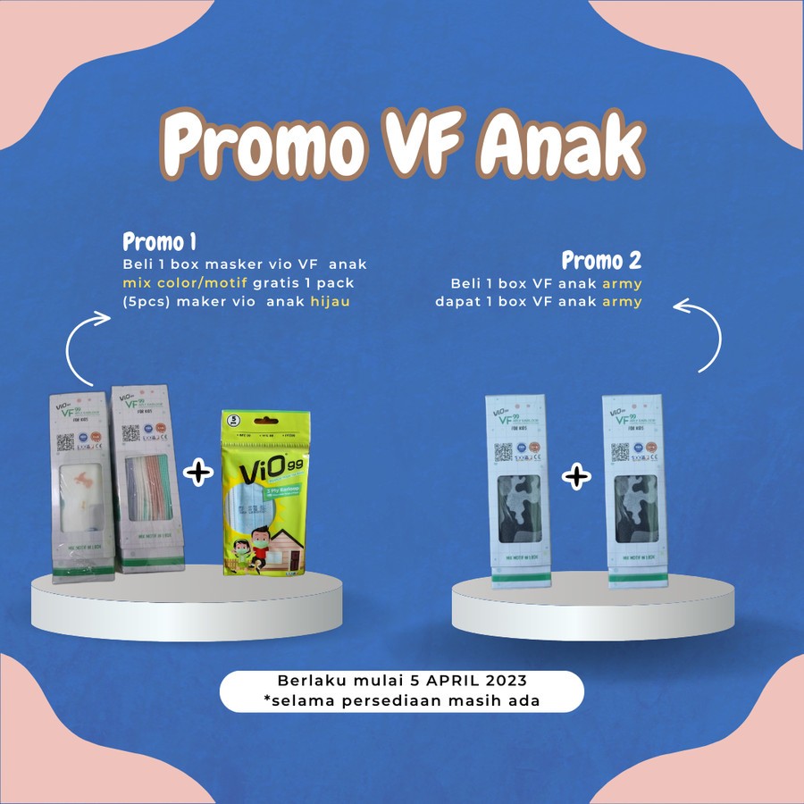 Jual Masker Vio VF 99 anak 4ply , mix colour , isi 20 pcs | Shopee ...