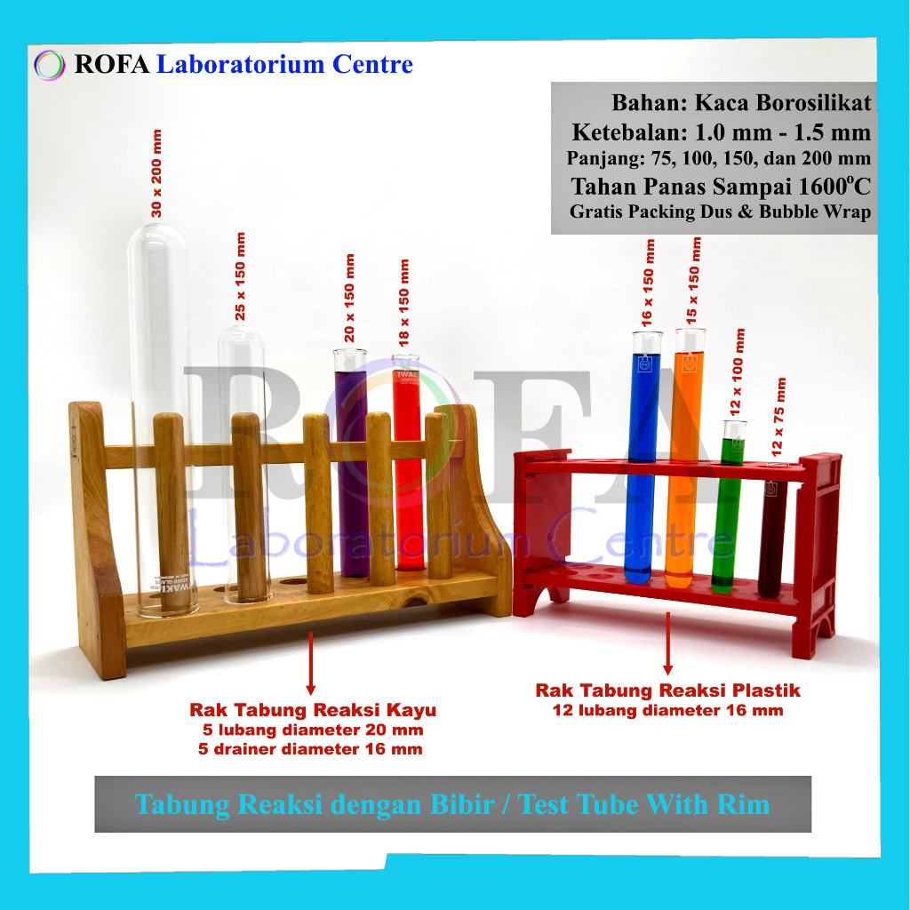 Jual Tabung Reaksi Pyrex / Test Tube / Tabung Reaksi Tahan Panas dengan ...