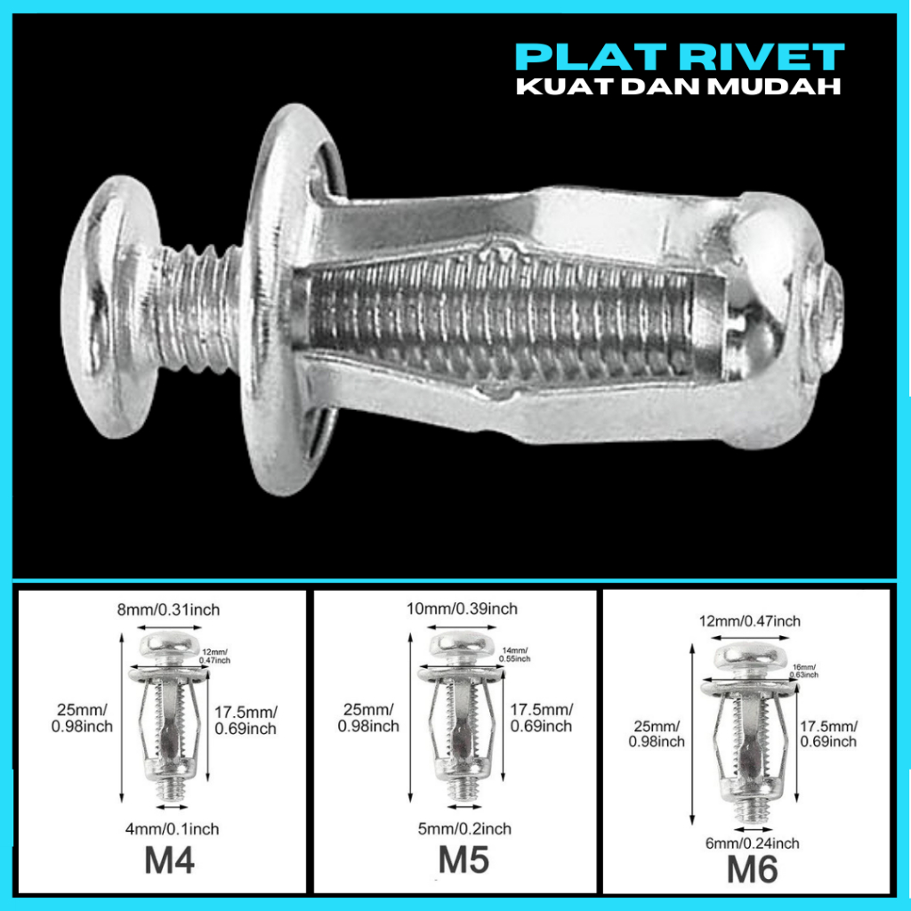 Jual Jack Nut Rivet Plat Metal Mur Baut Drat Sekrup Fisher M4 M5 M6 ...