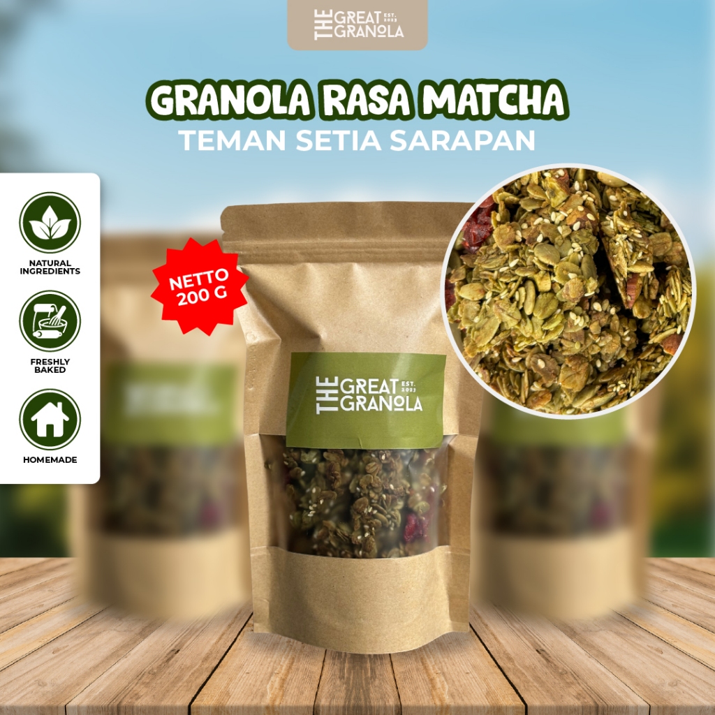 Jual Granola Rasa Matcha Pouch 200g Sarapan Sehat Cemilan Diet Enak ...