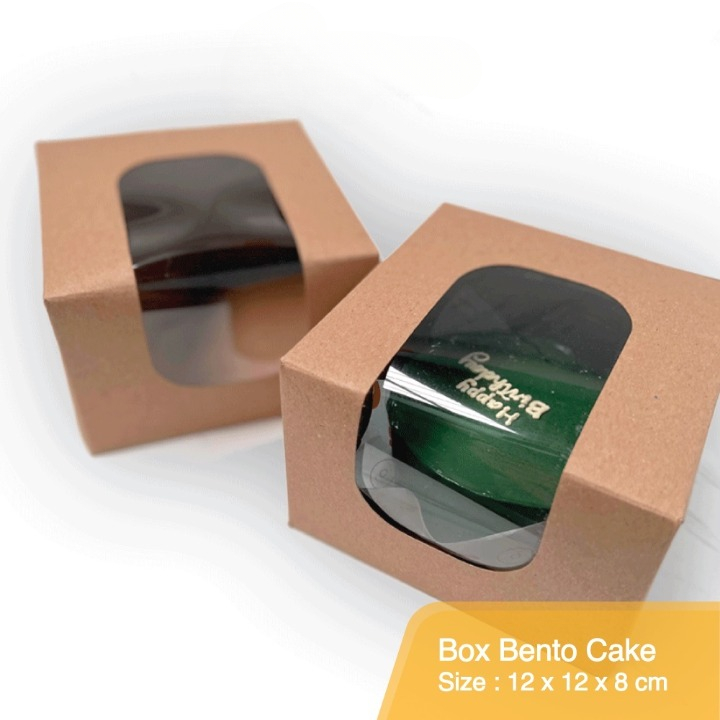 Jual ( 10 pcs ) box bento coklat polos dus packaging cake mini jendela ...