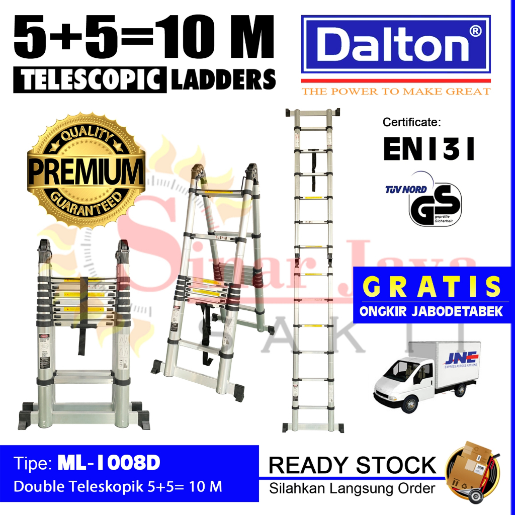 Jual Dalton Tangga Lipat Teleskopik 5 + 5 = 10 Meter Dalton ML-1008D