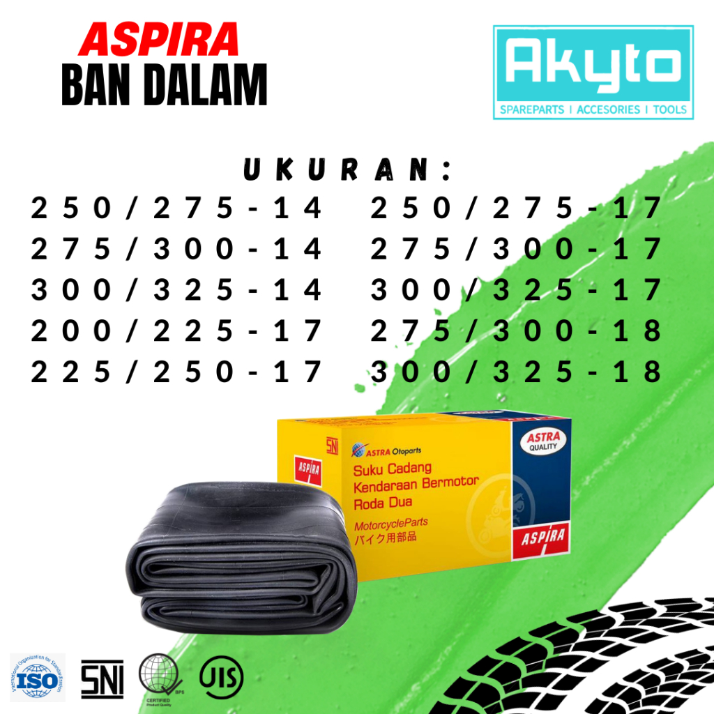 Jual BAN DALAM ASPIRA TUBE 2W RING 14 / R17 / R18 / BAN DALAM MOTOR ...