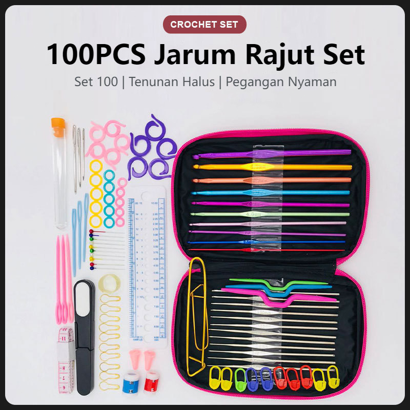 Jual Jarum Rajut Set 100pcs Alat Rajut Set Hakpen Set Perlengkapan ...