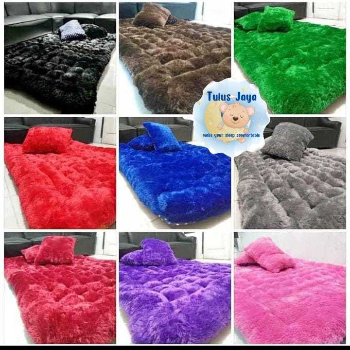 Jual Kasur Lantai Bulu Rasfur Tebal Bonus 2 Bantal | Shopee Indonesia