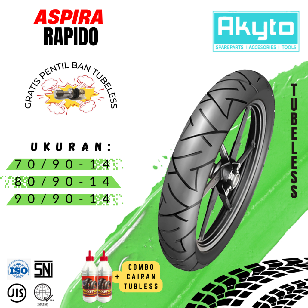 Jual BAN ASPIRA RAPIDO / BAN TUBELESS / BAN MOTOR RING 14 / BAN R14 ...
