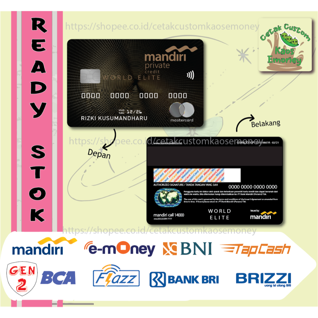 Jual Kartu E Money E Toll Card Mandiri Private Mastercard Card Bni Bca Bri Mandiri 2 Sisi 1568