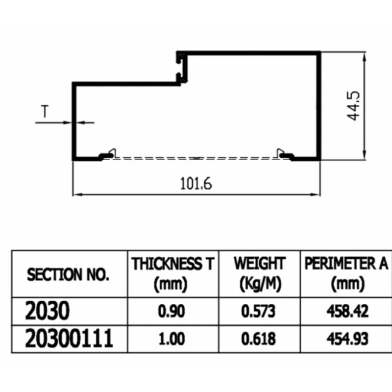 Jual Aluminium Dacon Kusen 4" 2030 Kusen Pintu Aluminium Batangan