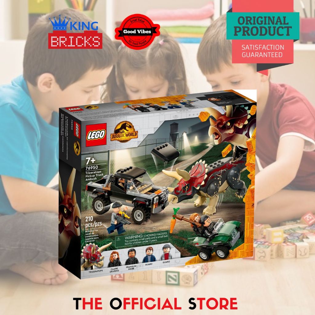 Jual LEGO Original JURASSIC WORLD 76950 Triceratops Pickup Truck Ambush ...
