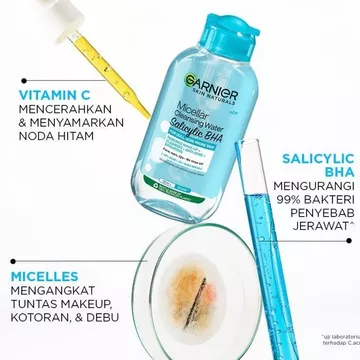 Garnier Micellar Cleansing Water Pink Blue Bipase Oil Vit C Rose Water 400 Ml 125 Ml 50 Ml