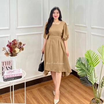 Leona Dress Wanita Midi Casual Lady Crush Premium