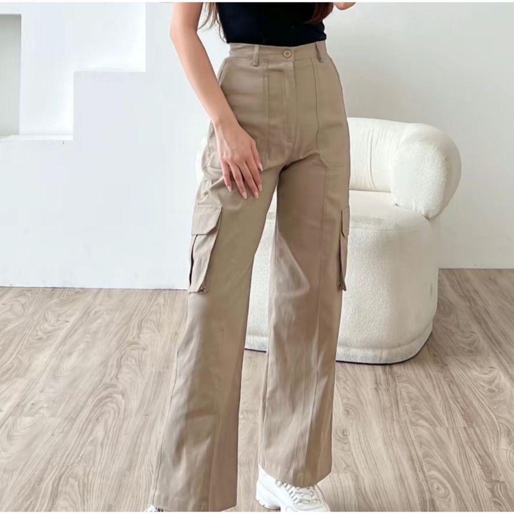 Jual ZAYIDA - Rora Cargo Pants - Celana Cargo Wanita Katun Twill ...