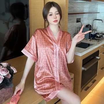 One Set Wanita The Peony Baju Tidur Pajamas Motif Setelan Piyama Dewasa Celana Pendek Satin