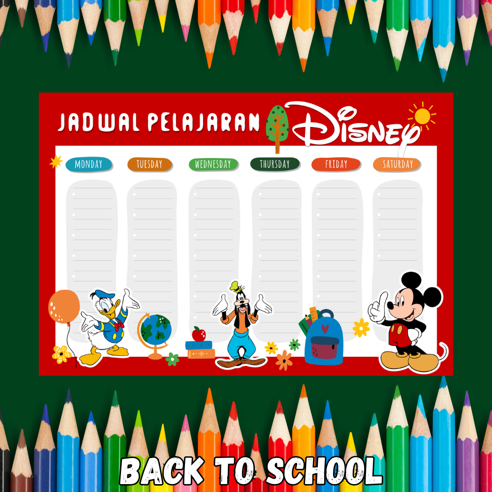 Jual Poster Jadwal Pelajaran Motif Cartoon Poster Mata Pelajaran Wipe And Clean Jadwal Mata