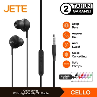 JETE Headset Cello Bass Wired Earphone In Ear Handsfree Microphone Kabel 3.5mm Jack Audio Earbuds