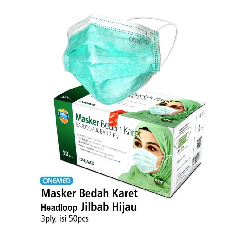 Jual masker hijab onemed 3ply Masker Hijab Masker Headloop Masker ...