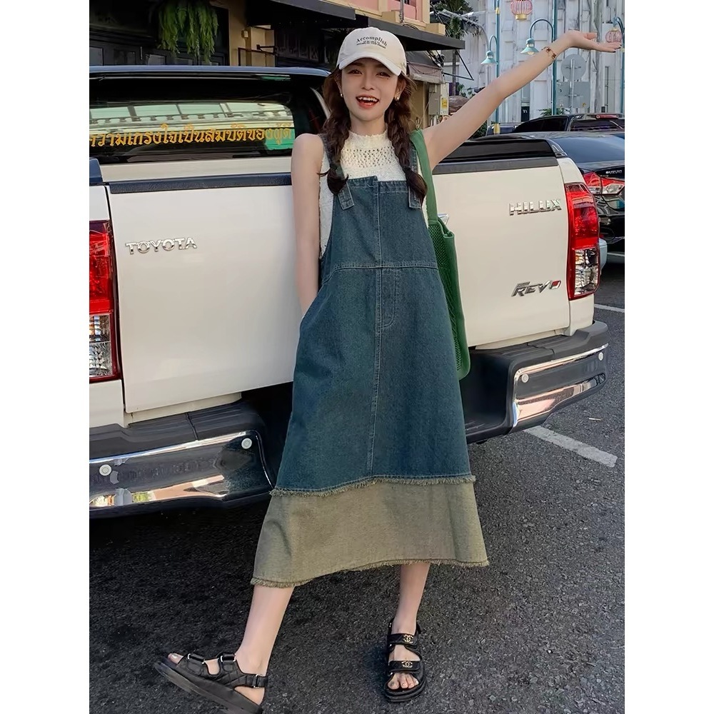 Jual Overall Denim Rokpanjang Wanita Import Casual Midi Dress Oversize ...
