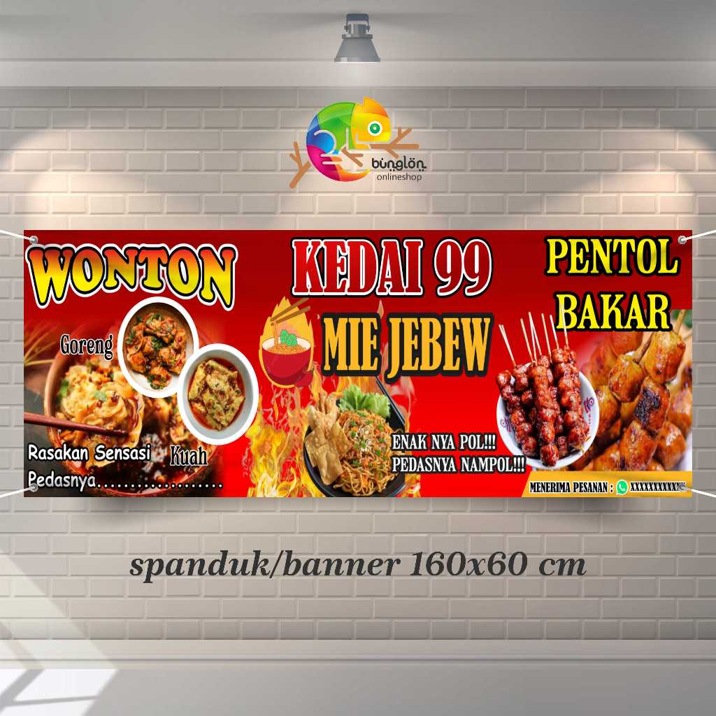 Jual Spanduk Banner Wonton Mie Jebew Pentol Bakar Custom Desain ...