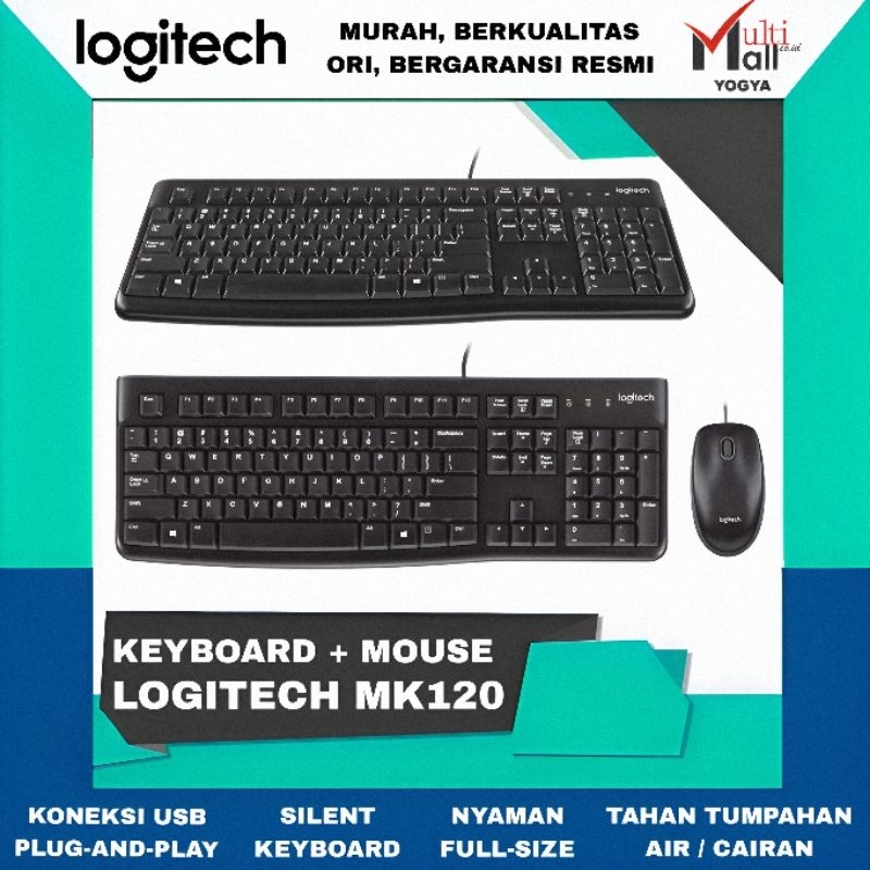 Logitech MK120 Mouse Keyboard USB Water Resistance Windows Mac OS Chrome  Linux