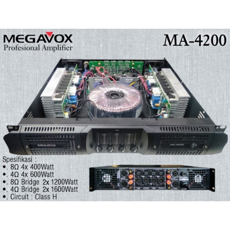Jual POWER BUILD UP 4 CHANEL POWER ARRAY MEGAVOX MA-4200 ORIGINAL ...