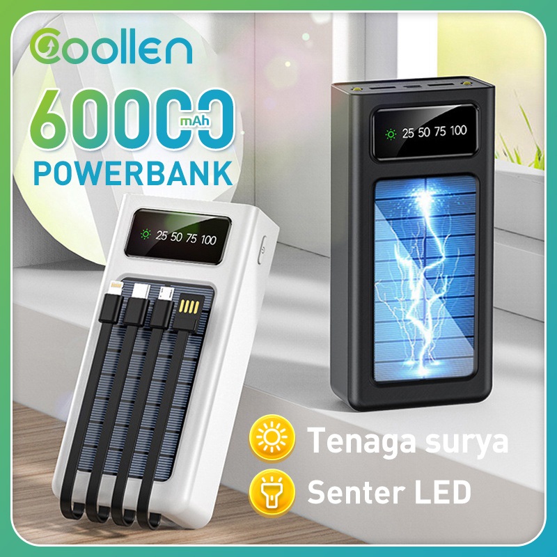 Jual Solar Powerbank 60000mAh original power bank Built-in cables