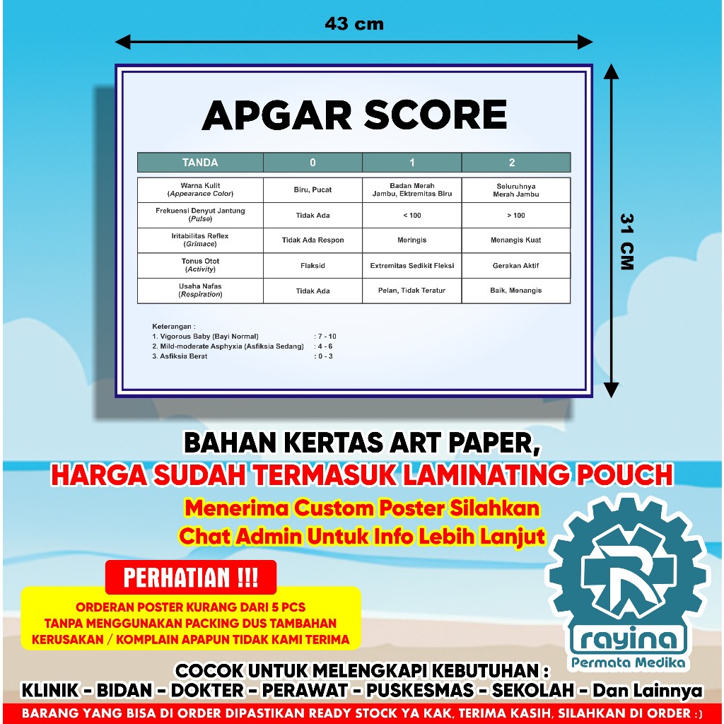 Jual Poster Kesehatan Apgar Score | Shopee Indonesia