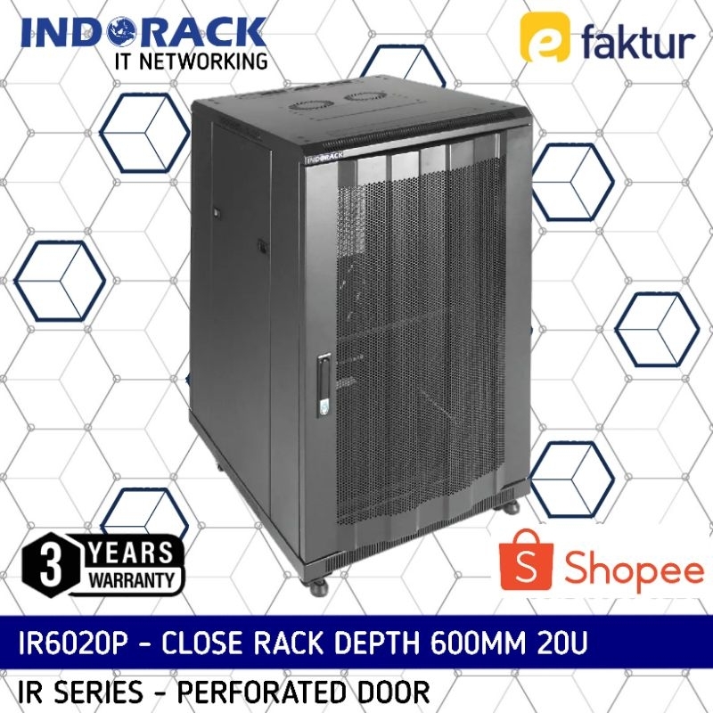 Jual IR6020P - Close Rack INDORACK Perforated Door Rak Server 20U Depth ...