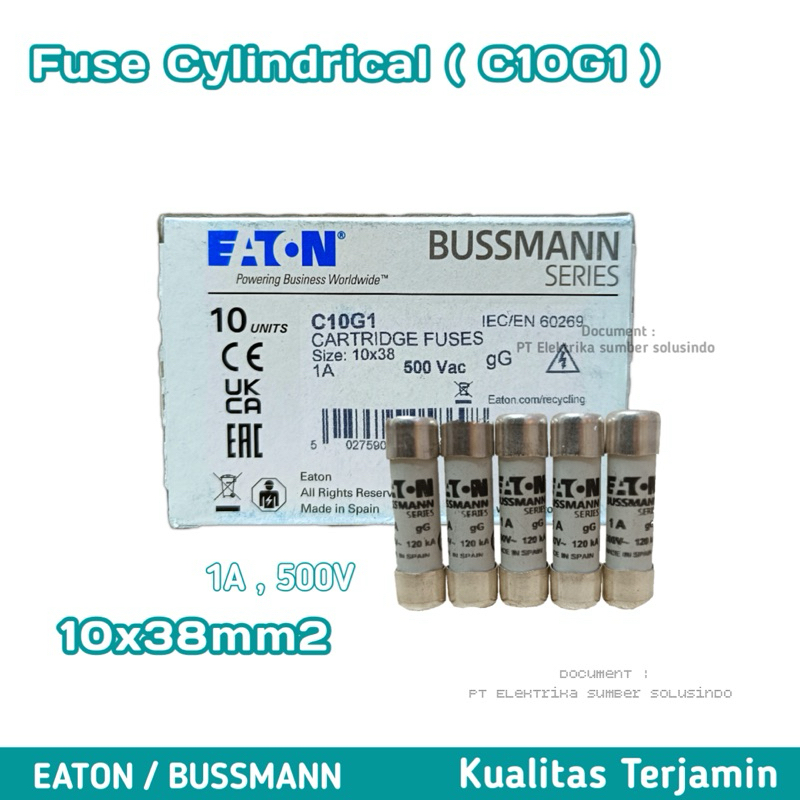 Fusible Industriel à Virole 1A 500V – Type C10G1 Classe GG/gL | Dimension 10x38mm | Pour Tableaux Electriques