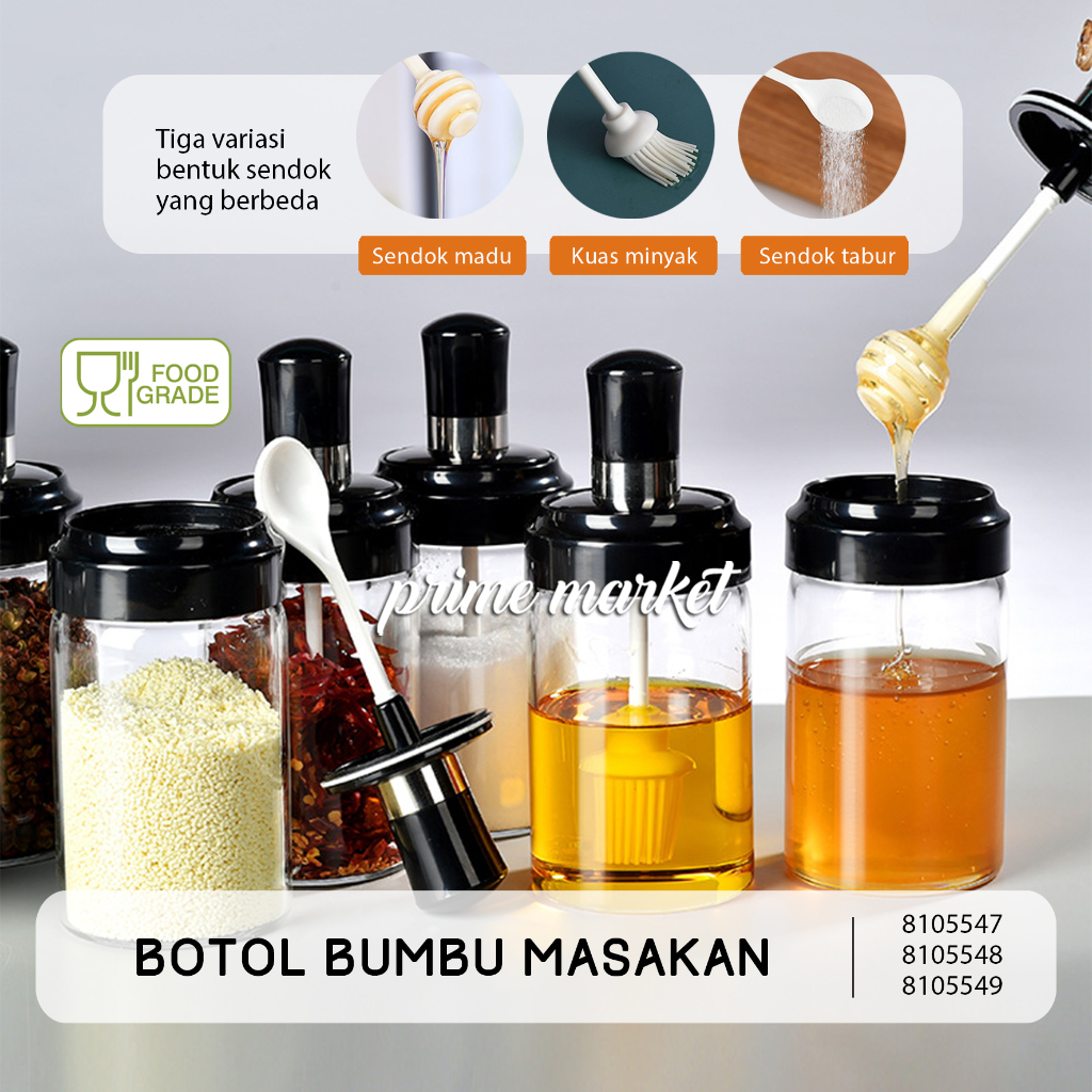 Jual Botol Bumbu Kaca + Sendok Wadah Tempat Minyak Kopi Gula Garam ...