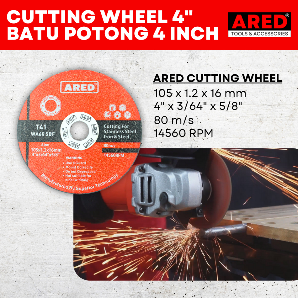 Jual Batu Gurinda Potong 4 inch ARED Cutting Wheel 4" x 1.2 mm MATA ...