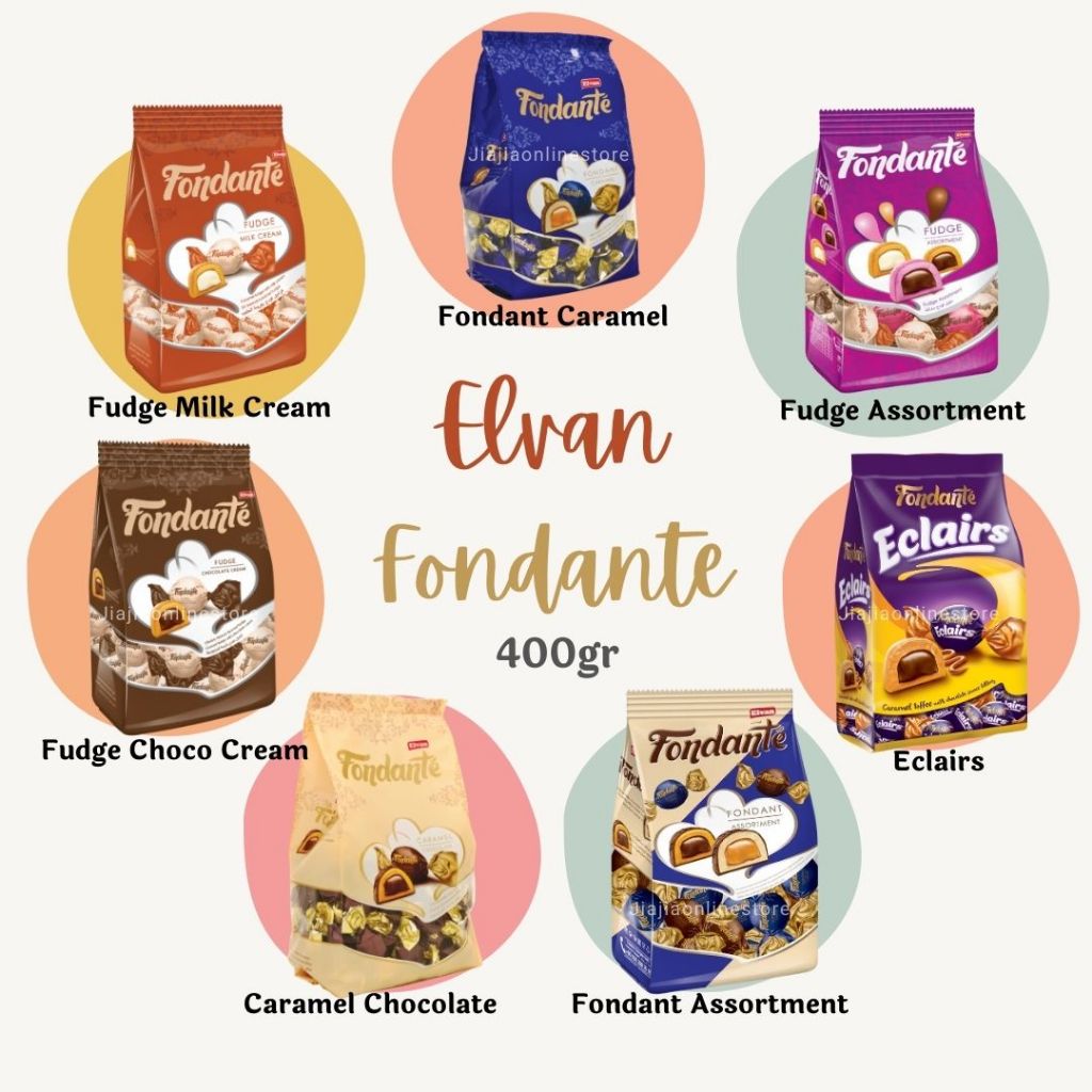 Jual Elvan Fondante Fondant Fudge Assortment Chocolate Caramel Milk