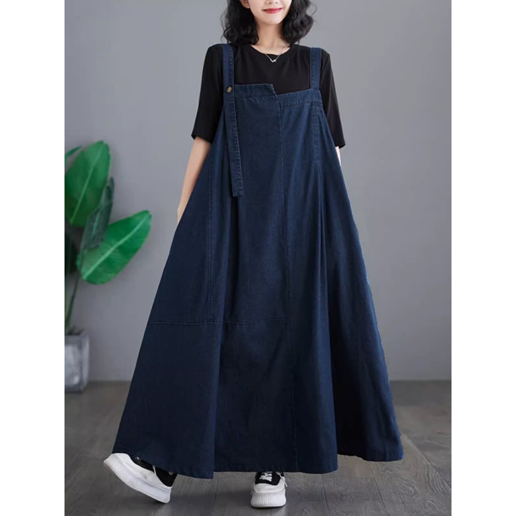 Jual LC1438 Premium Overall Jeans Rok Polos Fashion Retro Terbaru ...